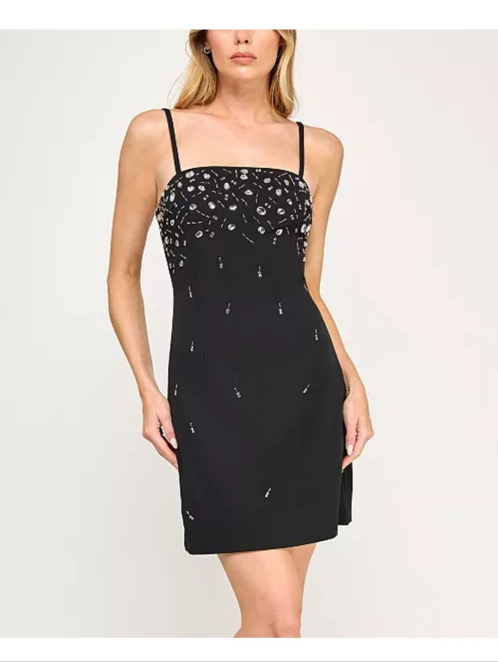 BCX Black Rhinestone Beaded Bodycon Mini Dress Size S NWT Y2K Party Cocktail